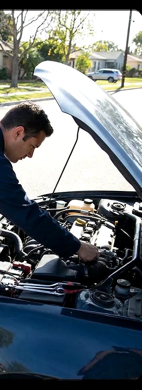 Mobile mechanic servicing a vehicle roadside